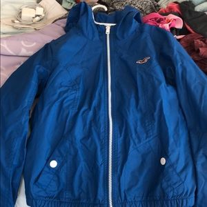 Blue hollister rain jacket